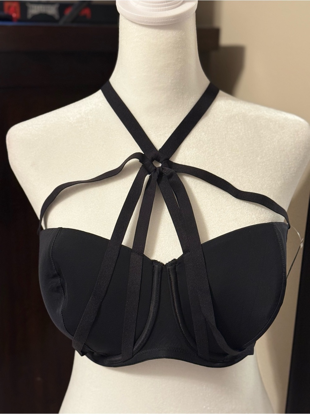 Adore Me Black Strappy Convertible Bustier Bra, 38DD